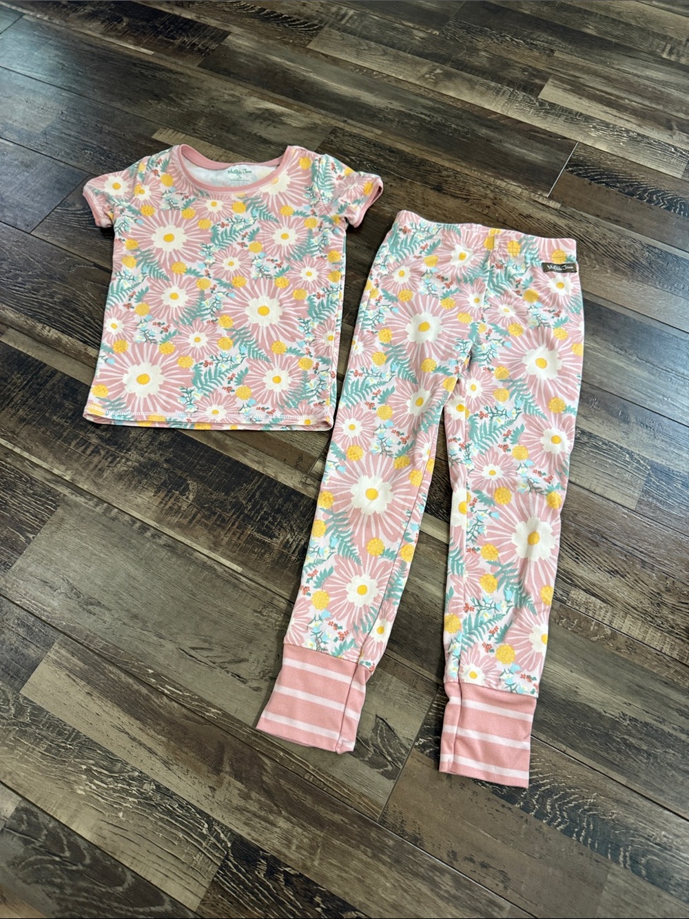 Matilda Jane Pink Floral Daisy Pajama Set with Yellow Accents